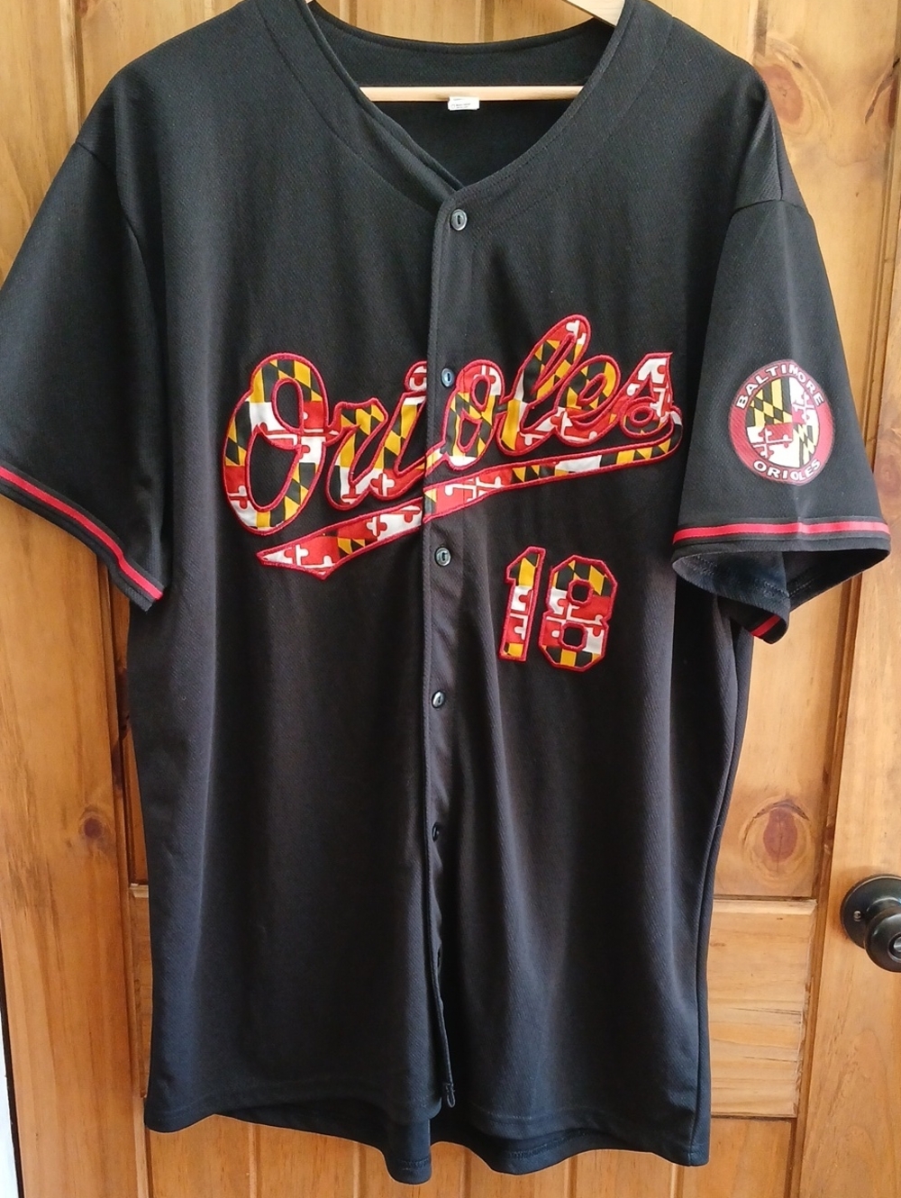 Mens Orioles Maryland Flag Baseball Jersey - XL
